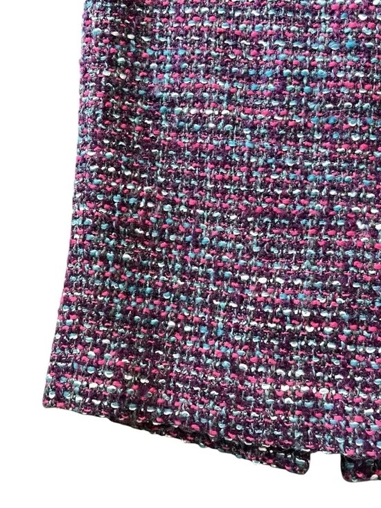 J. Crew purple pink blue tweed boucle wool blend No. 2 pencil skirt - Picture 6 of 13